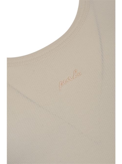 Canotta Charlene in cotone a costine con spallina catena Beige PINKO | 106633 A32CC03